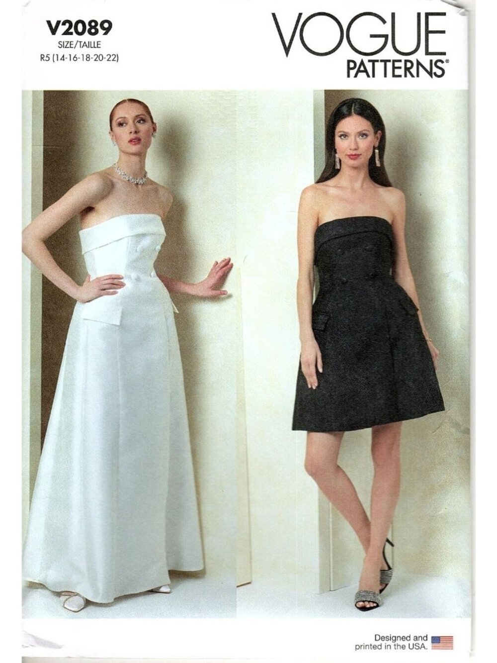 Vogue V2089 Misses 14 to 22 Strapless Dress Uncut Sewing Pattern